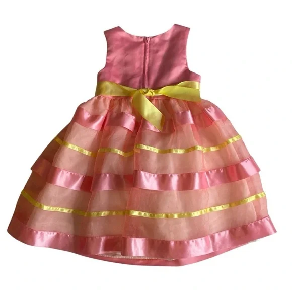 Girls 2 dress bundle Pink and Yellow Layered Dress size 4 & 5 - Picture 2 of 14